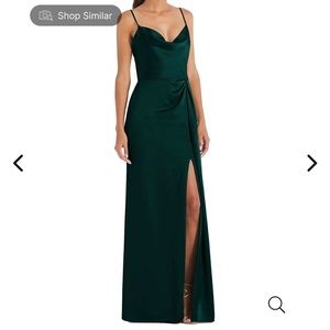 Cowl-Neck Draped Wrap Maxi Dress with Front Slit